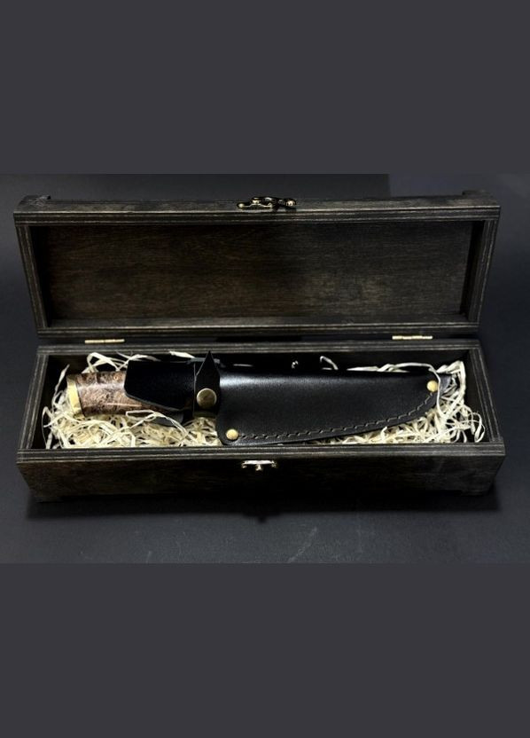 Ніж мисливський Герб України 22k61 у подарунковому дерев'яному кейсі NB Art (346152110)