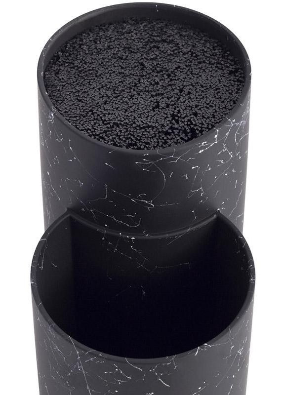 Підставка-колода Black Marble для кухонних ножів і ножиць 20х12х22.5см, подвійна кругла Ofenbach (372174209)