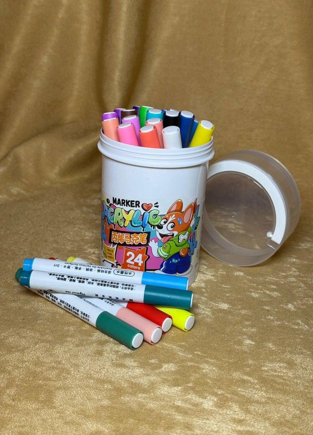 Художественные акварельные акриловые маркеры односторонние для скетчинга фломастеры 24 цветов No Brand (316651790)