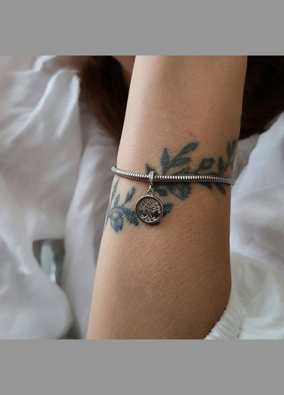 Срібний шарм з підвіскою Дерево срібло 925 проби Родоване 999 1.43г No Brand (306741720)