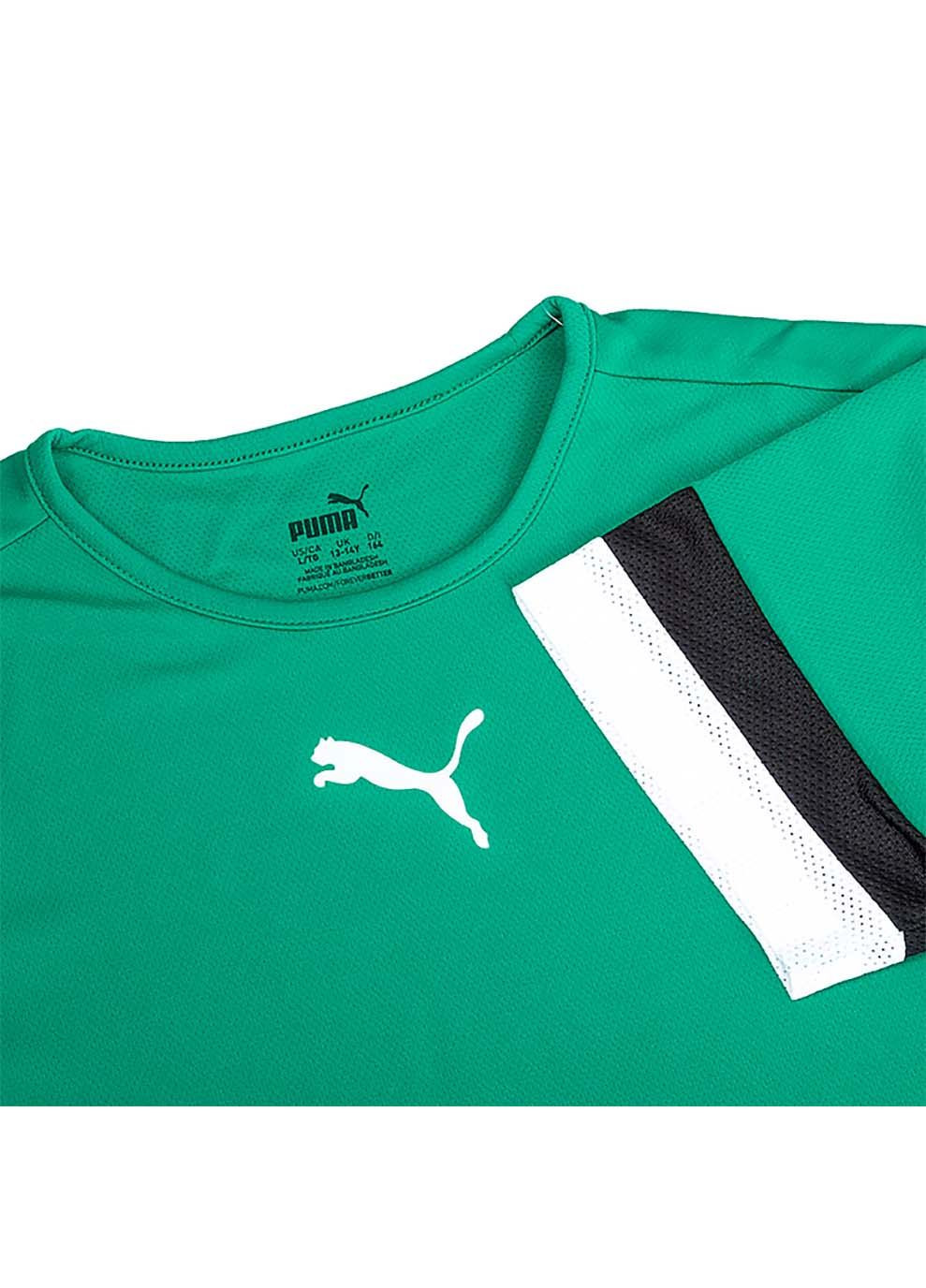 Зеленая демисезонная детская футболка teamrise jersey jr зеленый Puma