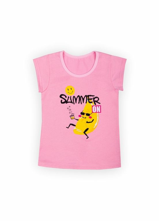 Розовая летняя детская футболка для девочки ft-24-9 Габби