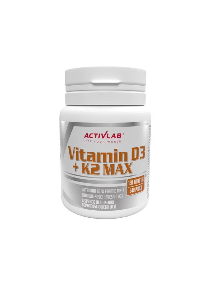 Вітаміни та мінерали Vitamin D3 + K2 Max, 120 таблеток ActivLab (322209503)