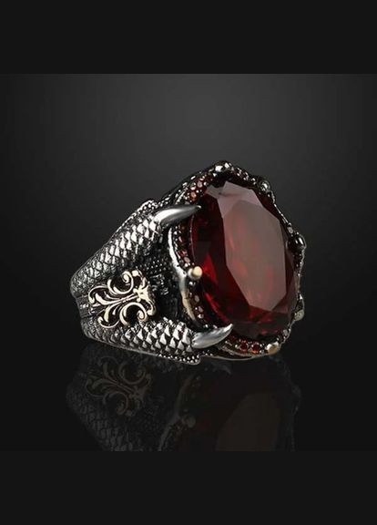 Мужское кольцо красный большой камень держат когти друкона 20 Fashion Jewelry (289199379)