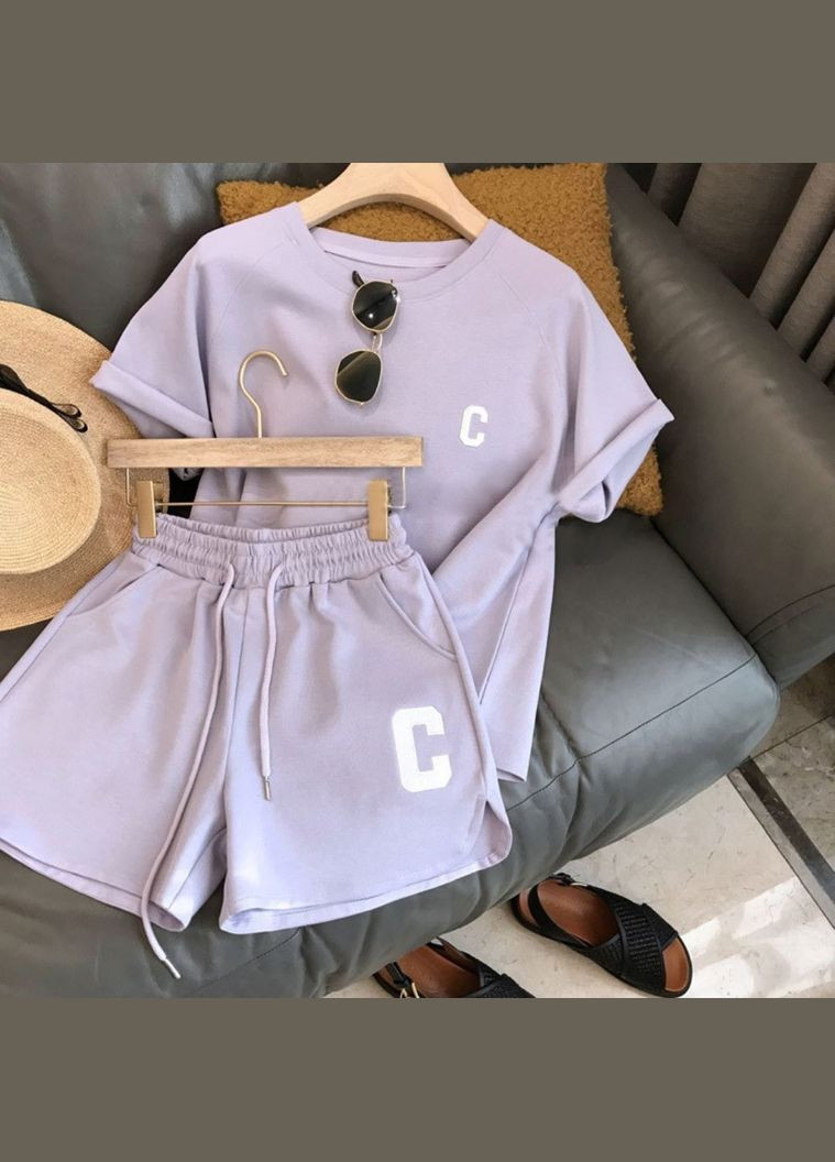 Фиолетовый демисезонный костюм для девочки с буквой с ( 150см ) (34584) Qoopixie