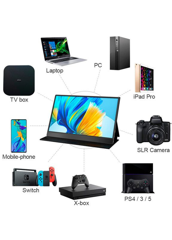 Монитор портативный 133UC / 13.3'' / IPS / 3840x2160 4K / Type-C / HDMI / jack 3.5 мм / второй экран No Brand (327422797)