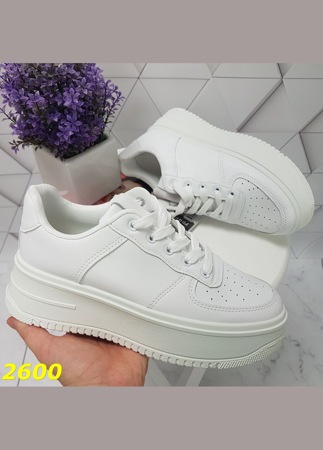 Кросівки на високій платформі білі No Brand білі (322650820)