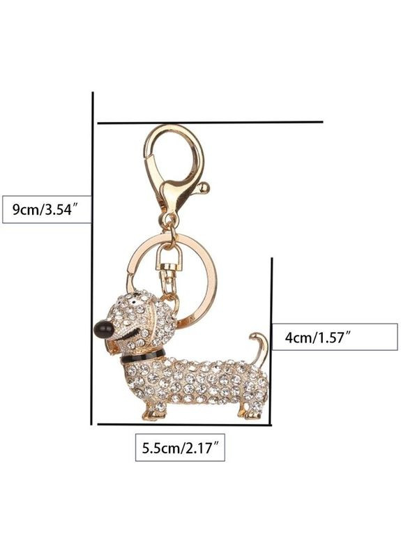 Креативний модний брелоки підвіска у формі собаки Такса з кристалами Золотий No Brand (281548102)