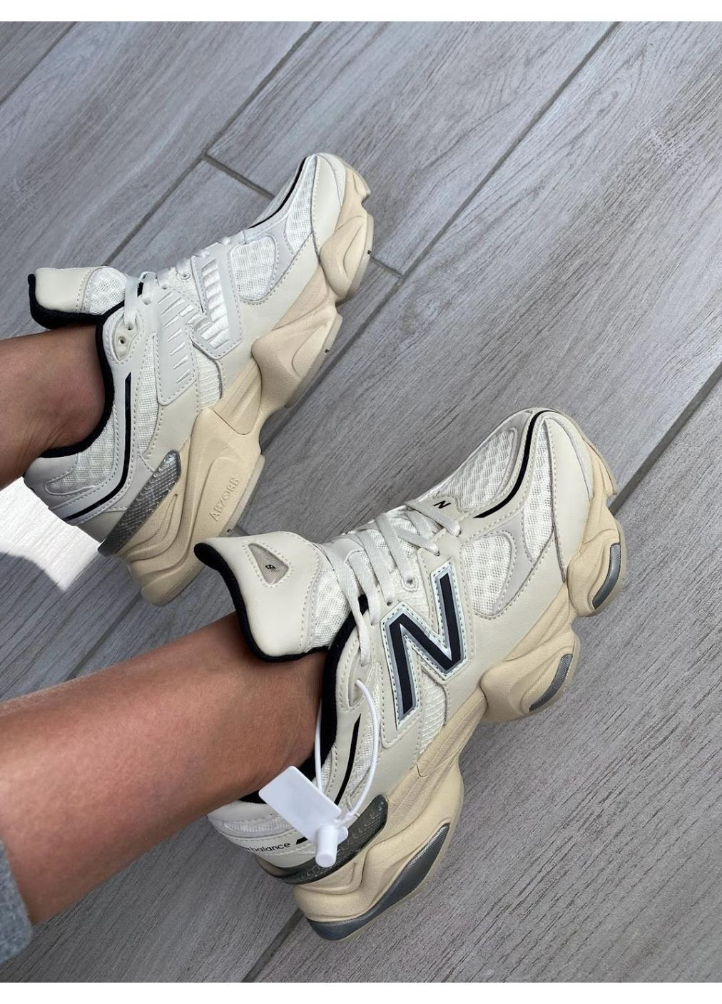 КРОССОВКИ ЖЕНСКИЕ NEW BALANCE 9060 CREAM BLACK НЬЮ БЕЛАНС 9060 No Brand чёрные демисезоны (369387388)