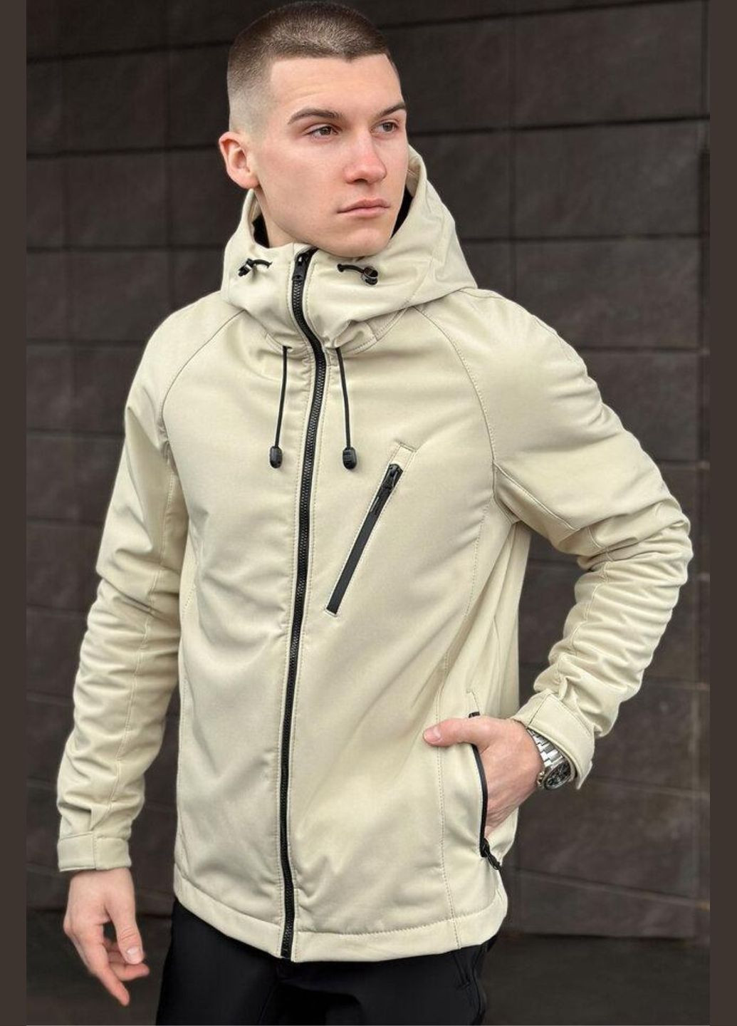 Бежева демісезонна куртка чоловіча No Brand