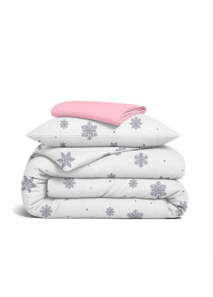 Дитяча постільна білизна фланель в ліжечко SNOWFLAKES SILVER CS4 (4822052477168) Cosas (392564639)