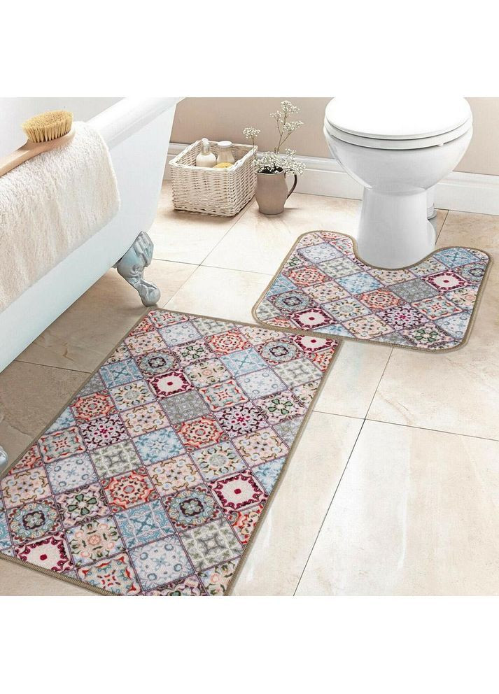 Набор коврики для ванной и туалета Print 202-2 бежевый No Brand (364969201)