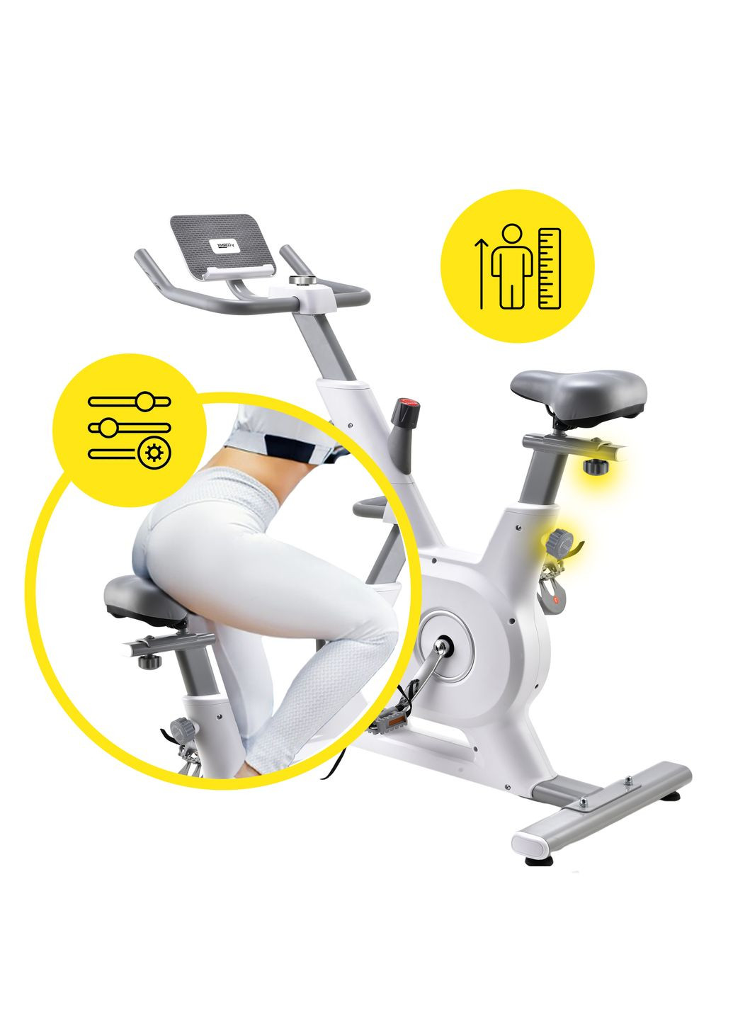 Велотренажер спиннинговый (спинбайк) Eliza White/Grey Cornix SB-ELIZA-WG (341529159)