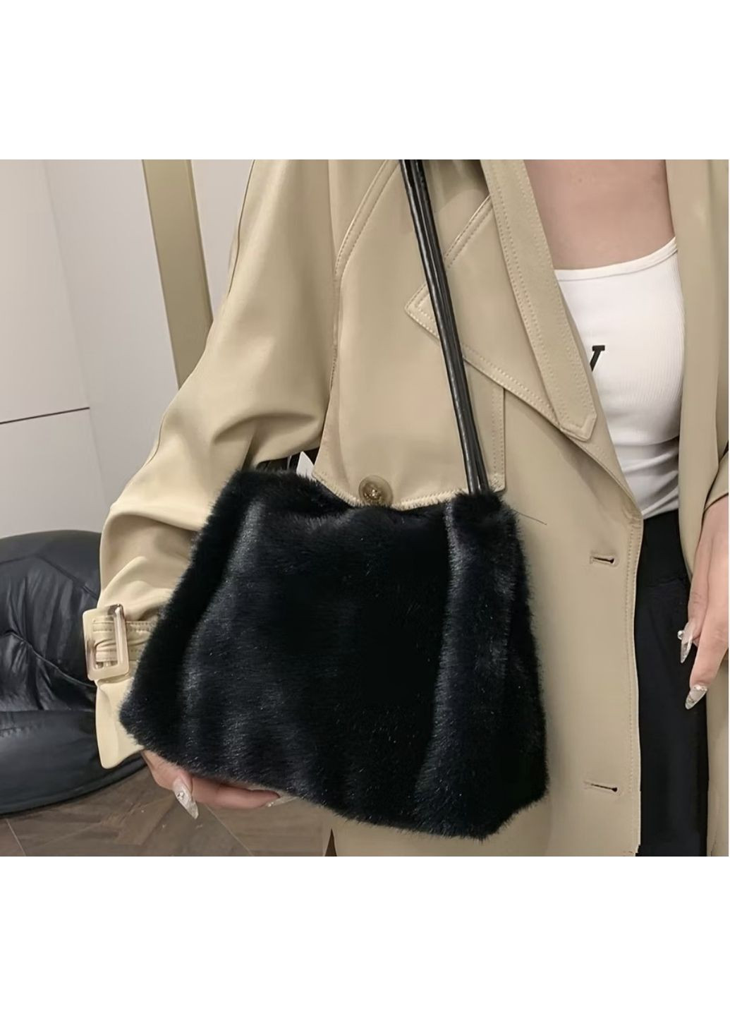 Сумка из искусственного меха Черная China (362536183)