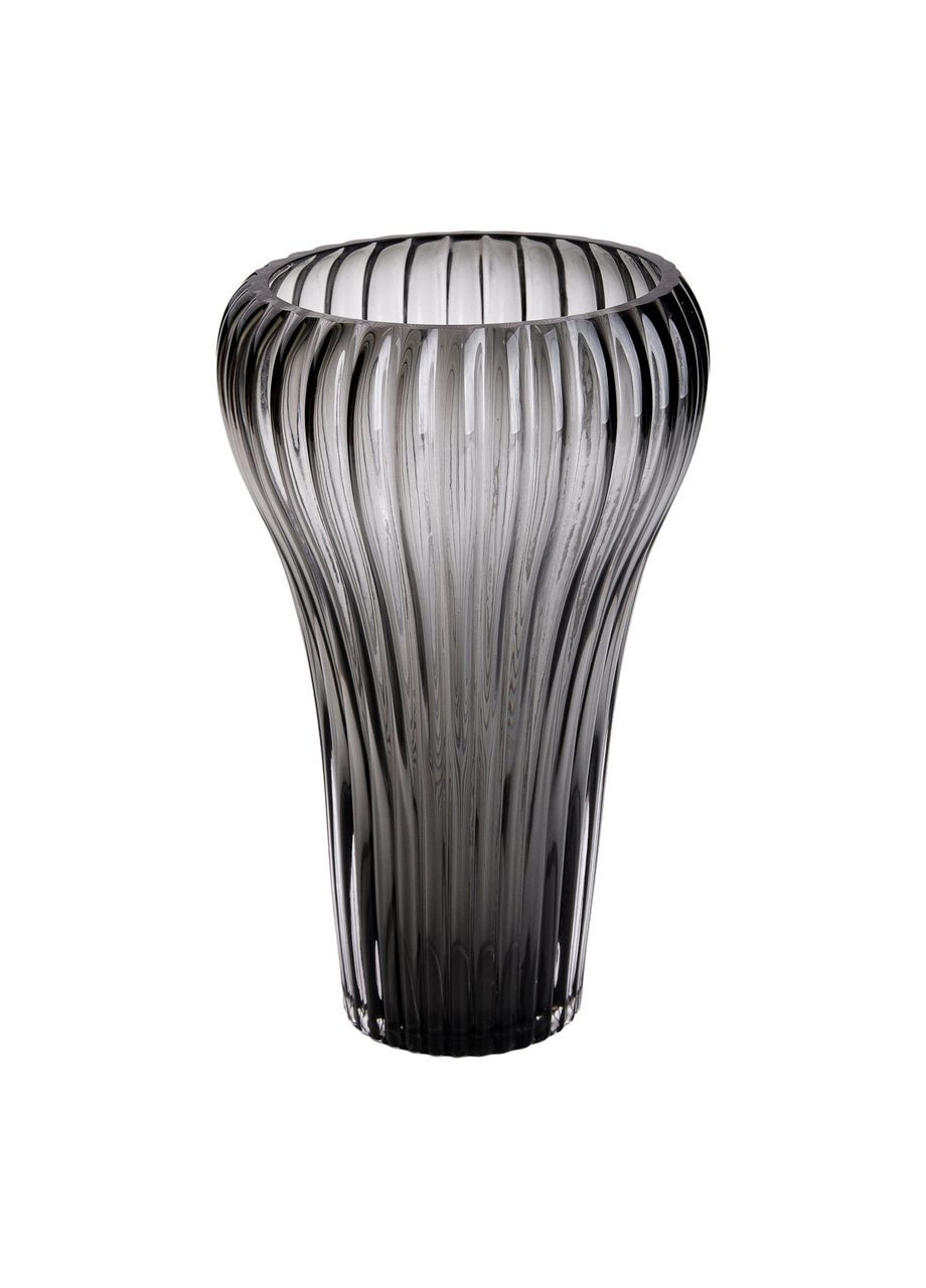 Ваза для цветов стеклянная, декоративная фигурная, серая, 27 см HP-1719 Yiwu (370707925)