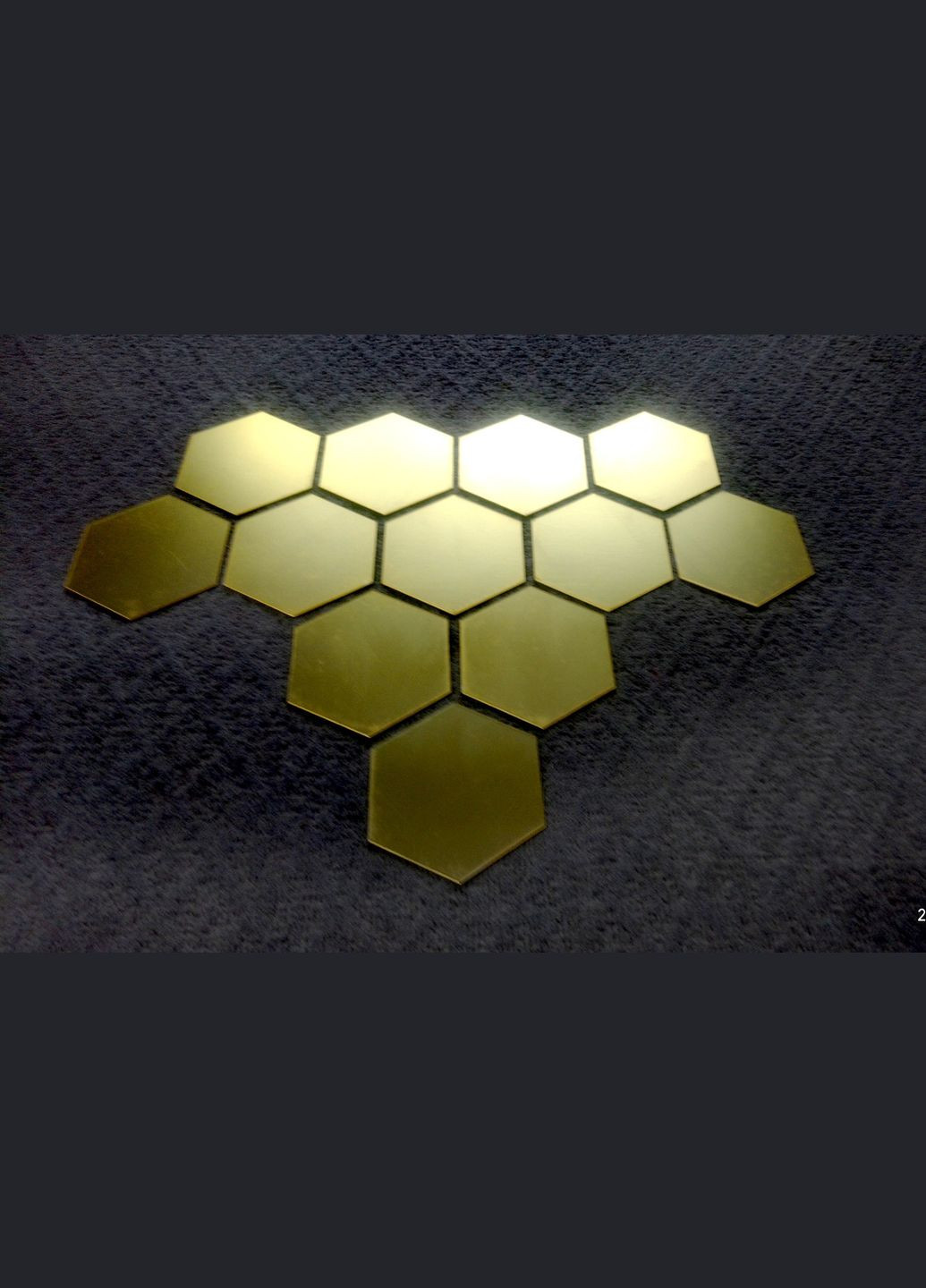 Зеркальные наклейки шестиугольные пластиковые Серебро 10 х 8.5 х 5 см 12шт набор Б239 No Brand (302242829)