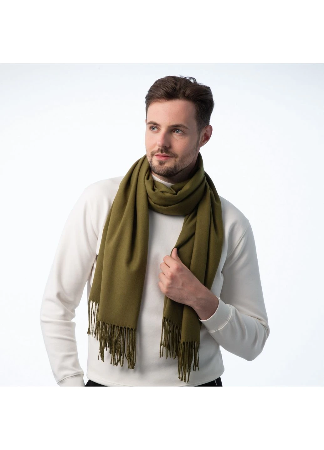 Палантин мужской однотонный кашемир хаки IDANA 945-976 LuckyLOOK 945-976M (322789249)