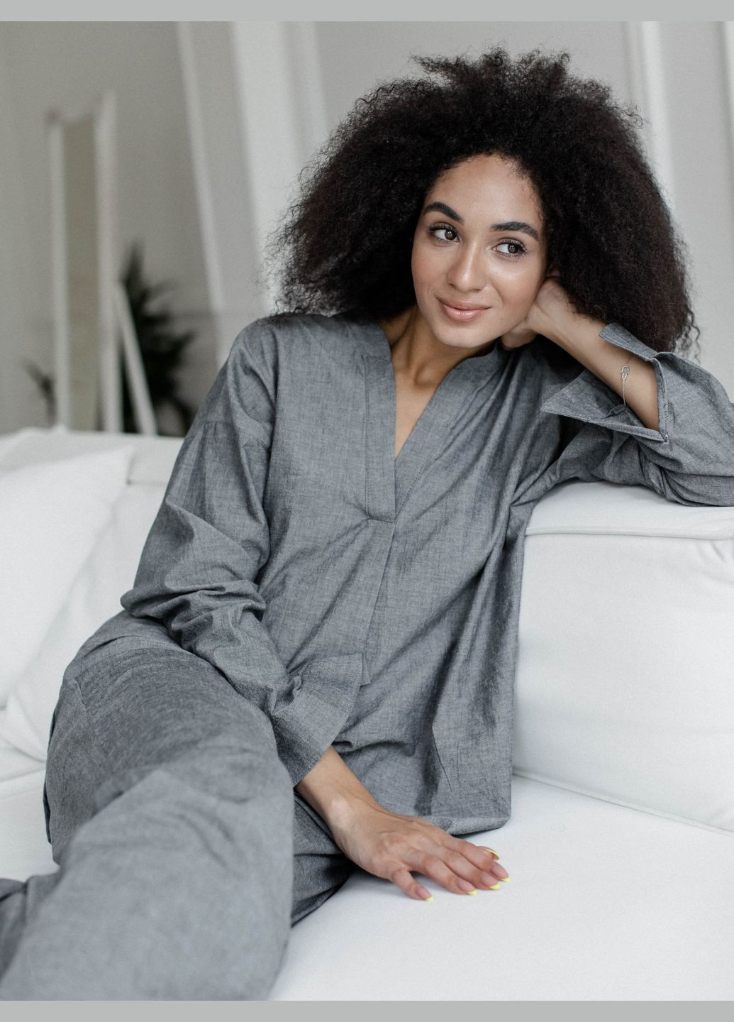 Серая пижама женская из вареного хлопка silver xl Leglo