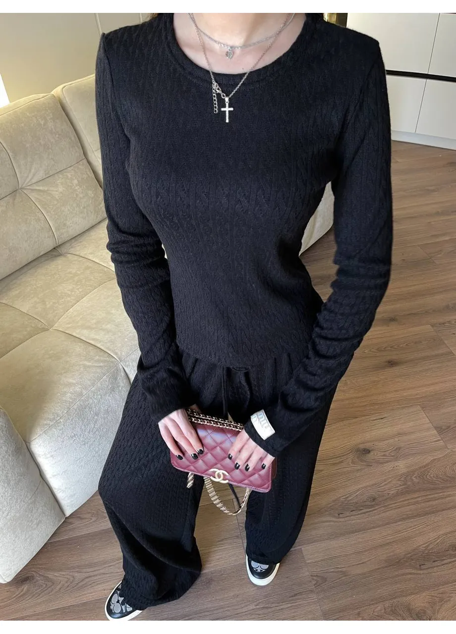 Костюм жiночий прогулянковий з ангори чорного кольору 39471 Fashion (408500377)