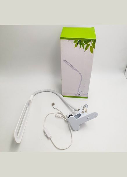 Гнучка настільна лампа світлодіодна LED на прищіпці BL-02 USB кабель Біла Beluck (365752138)