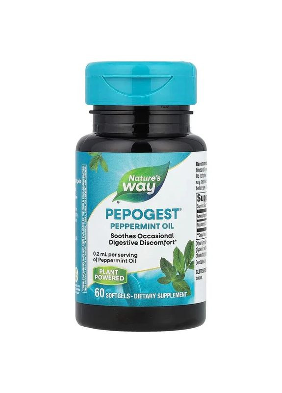 Масло мяты Peppermint Oil, 60 капсул Nature's Way (363968482)