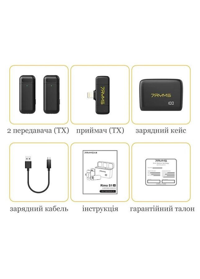 Бездротова мікрофонна радіосистема Rimo S1 LN Lightning з двома мікрофонами 7RYMS (347602209)
