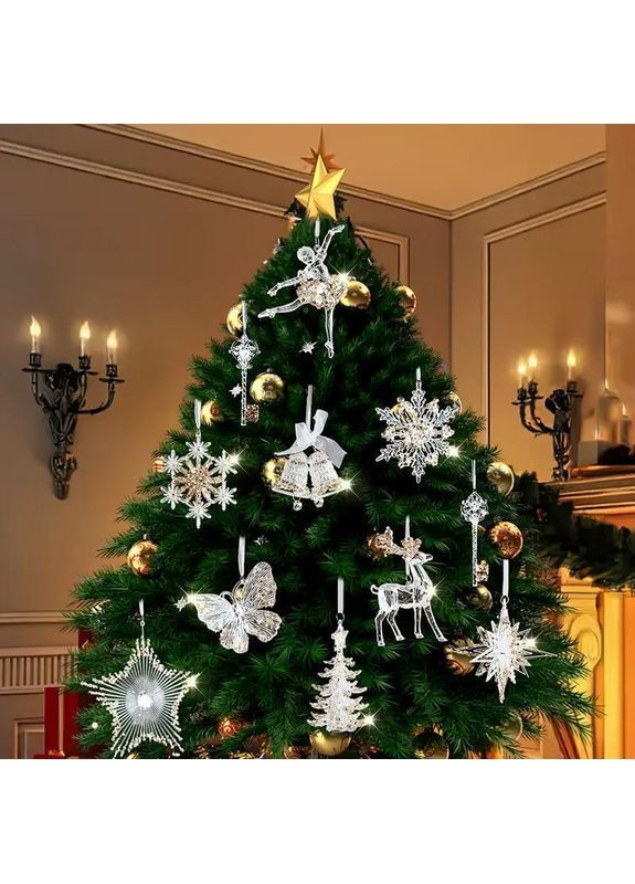 Элегантная игрушка на ёлку в форме ёлочки 13 см Прозрачная No Brand (370161611)