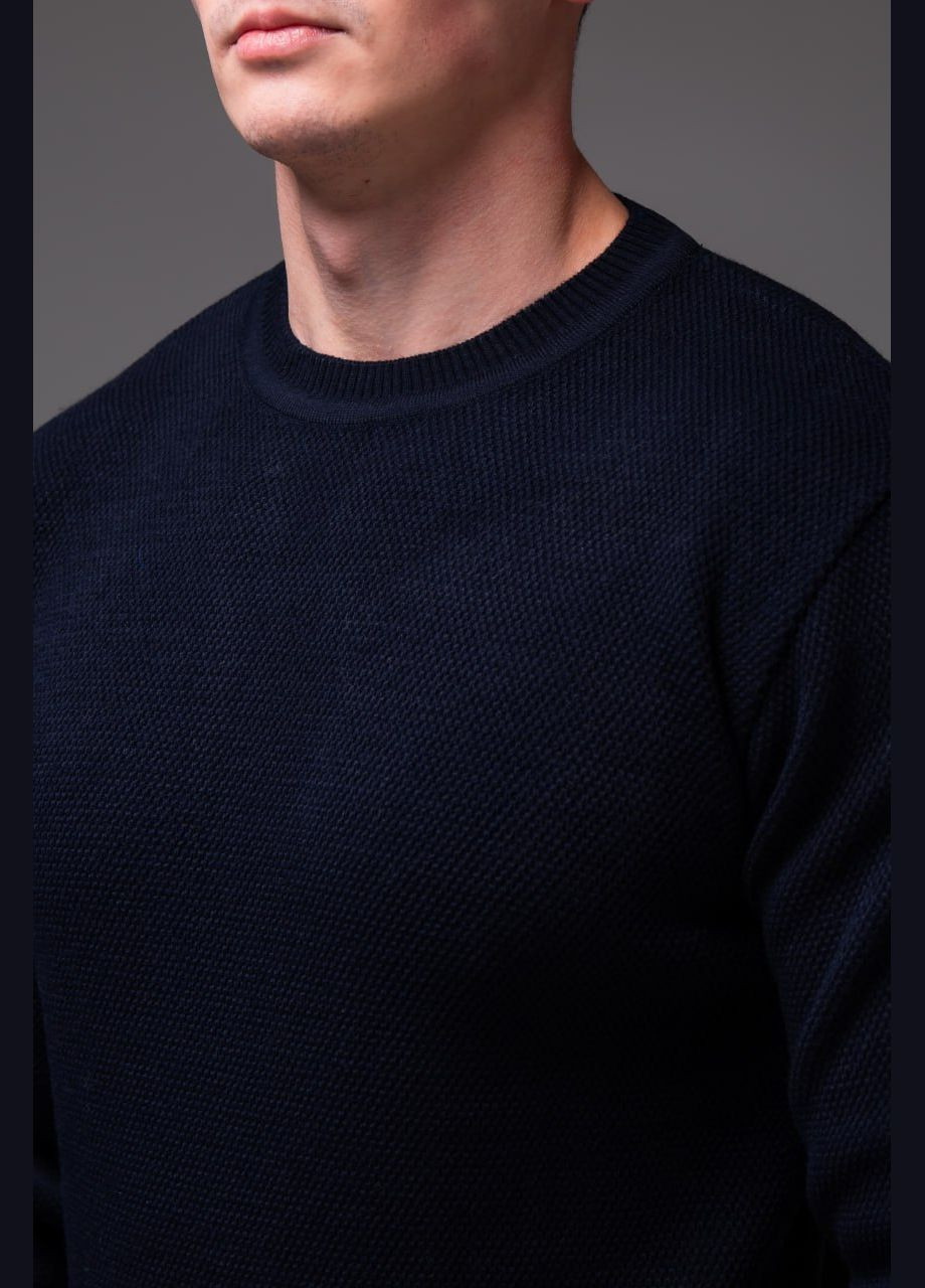 Темно-синий демисезонный мужской свитер с шерстью Vakko