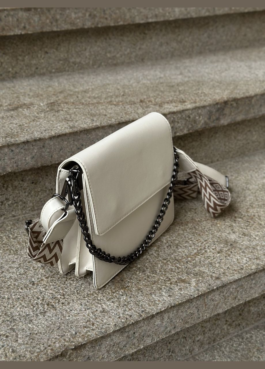 Жіноча класична сумка 2057 крос-боді біла молочна No Brand (299279362)