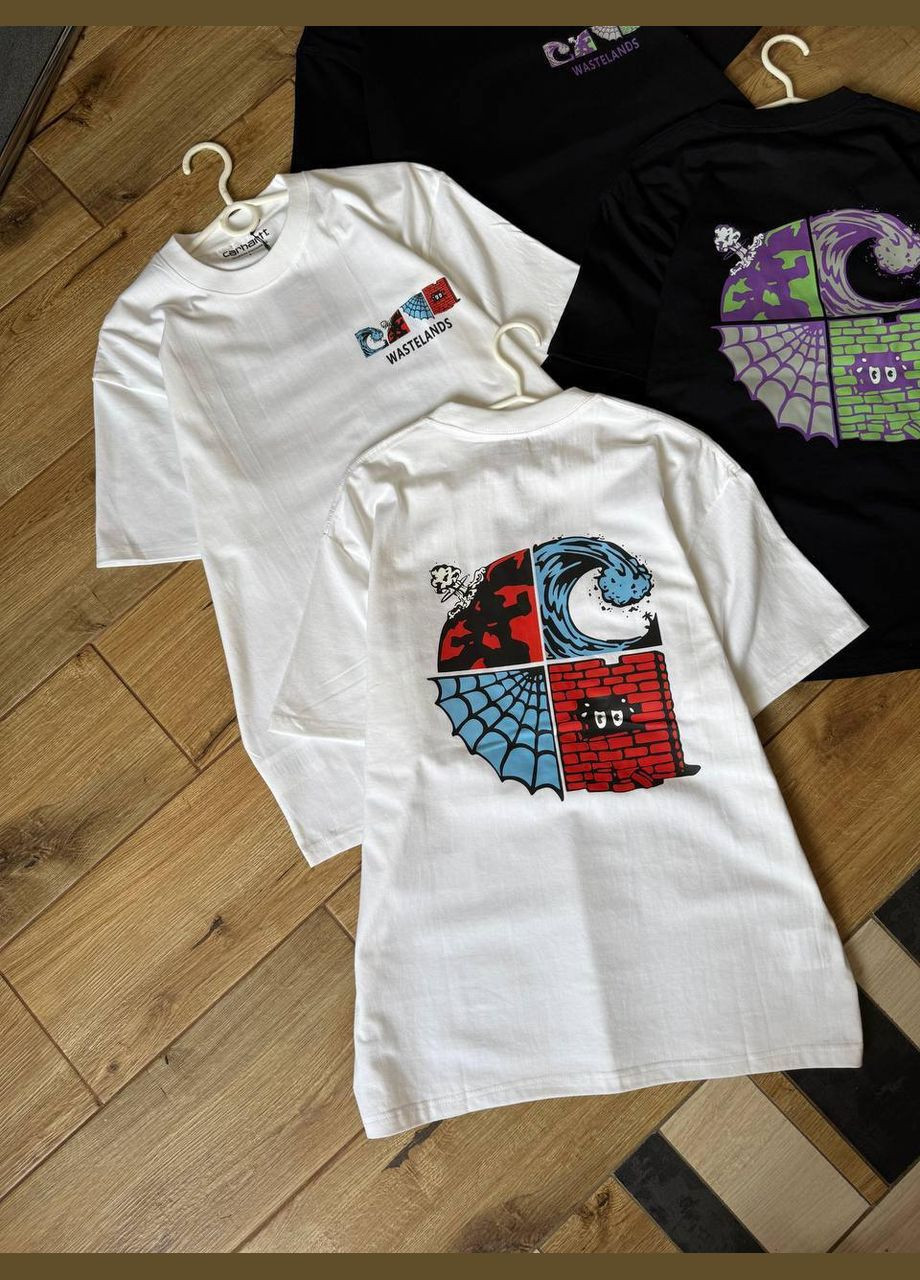 Белая стильная футболка с задним принтом белая, черная, унисекс-мужская No Brand