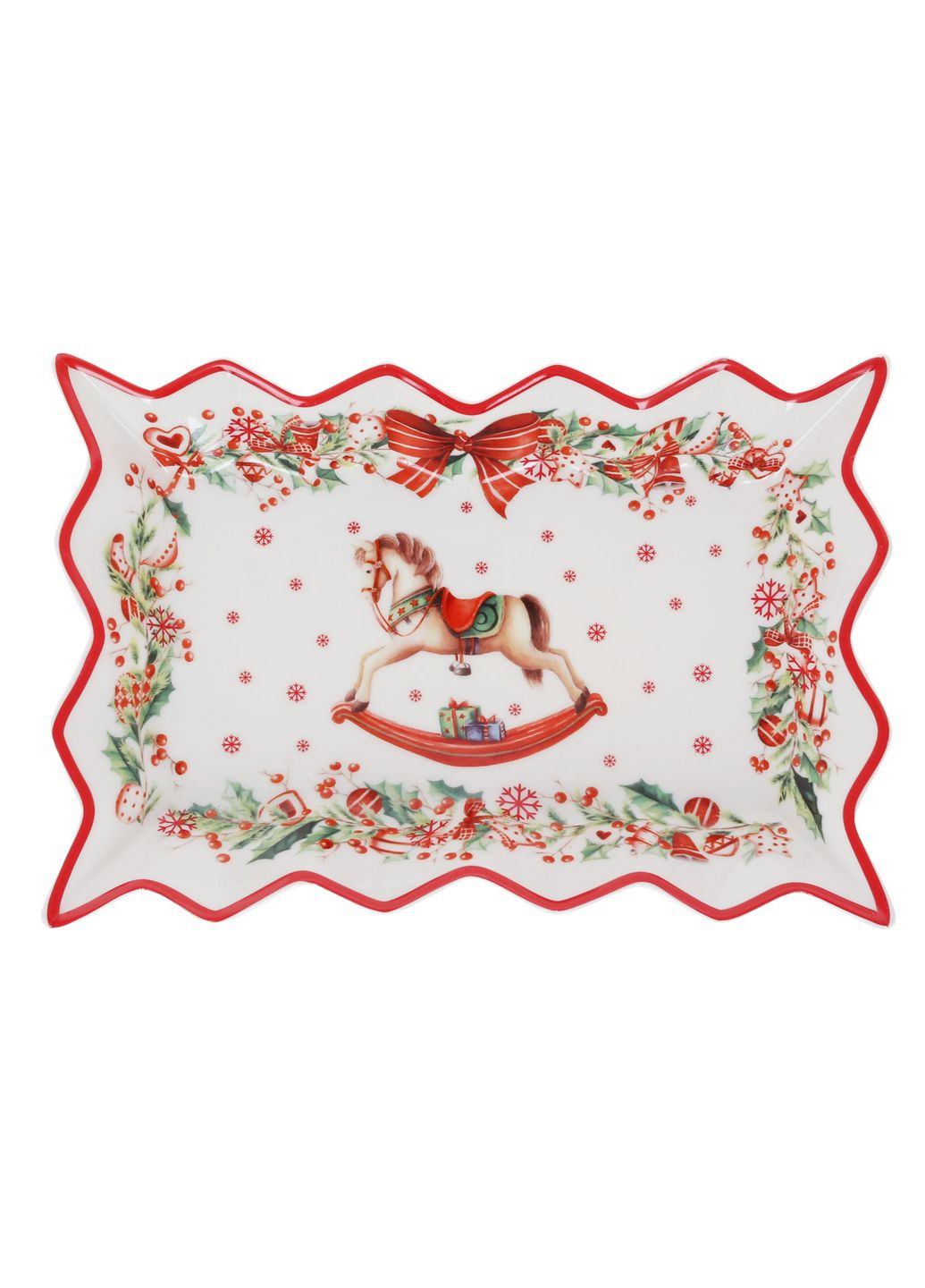 Блюдо прямокутне фігурне порцелянове "Різдвяна Фантазія" 25см No Brand (308790974)