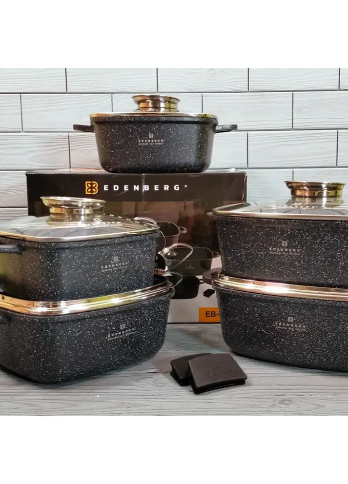 Набір казанів 10 предметів з мармуровим антипригарним покриттям (EB-3986) Edenberg (360654675)