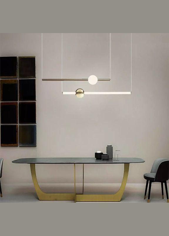 Люстра светодиодная подвесная LED светильник для квартиры на потолок лэд 26269 Латунь 20-150х10х90 см. Sunnysky (364758455)