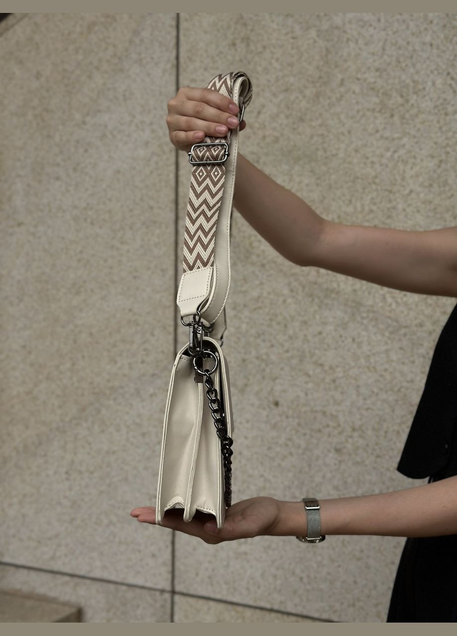 Жіноча класична сумка 2057 крос-боді біла молочна No Brand (299279362)