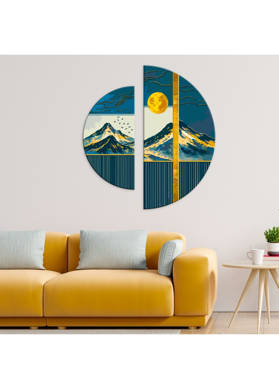 Картина за номерами Японський пейзаж з фарбами металік (напівкруги) 70*70 см Оригамі OSR 1005 Origami (351587376)