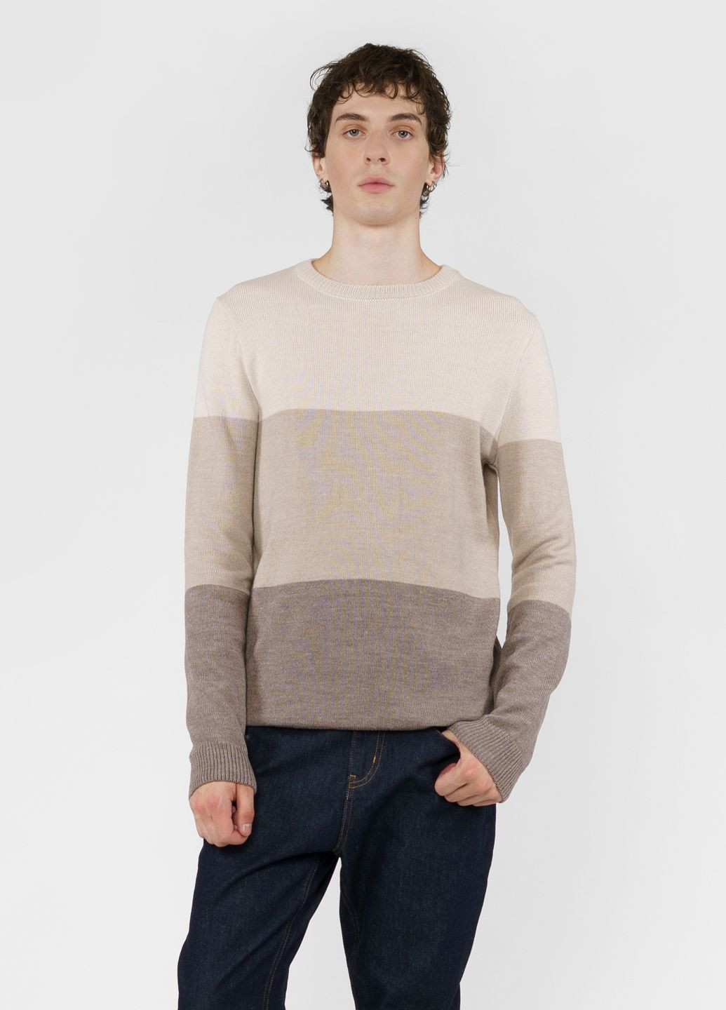 Бежевий зимовий джемпер чоловічий бежевий Arber Crew-neck7 N-AVT-112