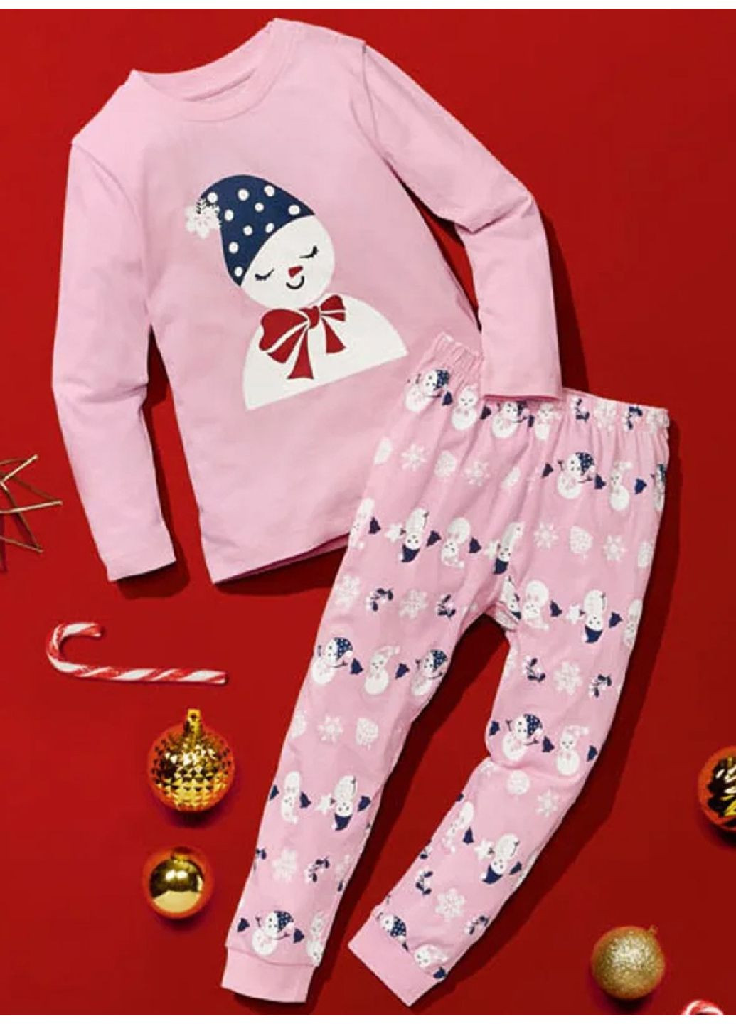 Розовая всесезон хлопковая пижама (лонгслив, брюки) лонгслив + брюки Lupilu