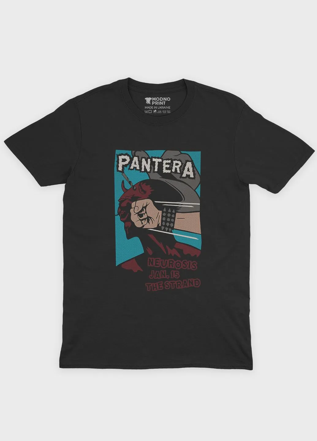 Чорна чоловіча футболка з рок принтом "pantera" (ts001-5-bl-004-2-432-m) Modno