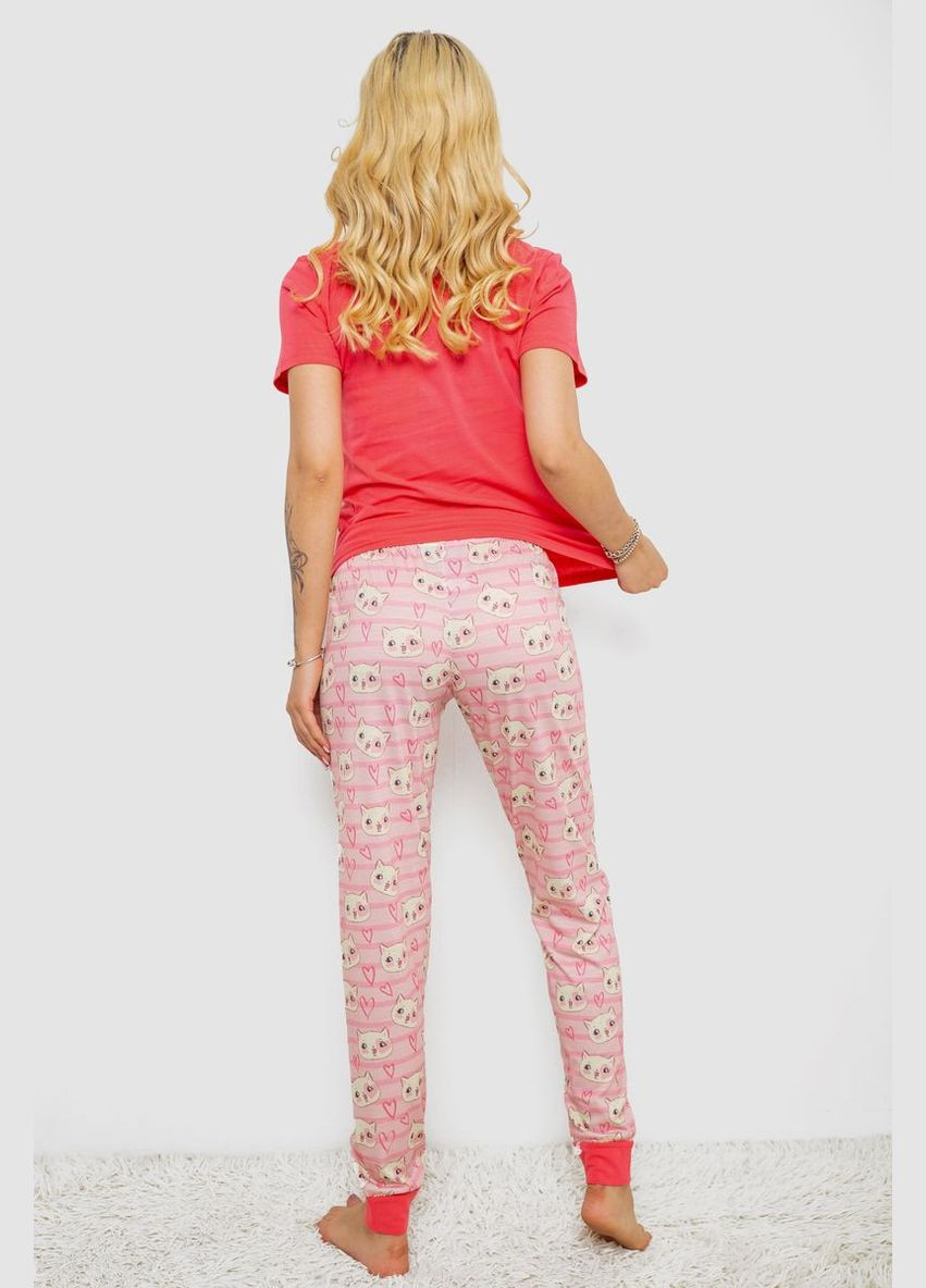 Розовая всесезон пижама женская с принтом, Polkan