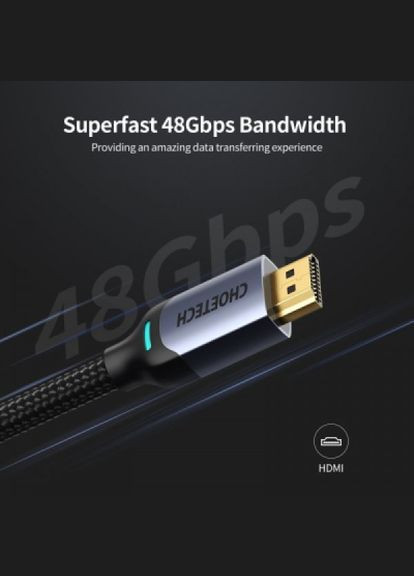 Кабель мультимедійний HDMI to HDMI 2.0m V.2.1 8K 60Hz HDR10 HLG 48Gbps YUV 444 (XHH01-BK) CHOETECH HDMI to HDMI 2.0m V.2.1 8K 60Hz HDR10 HLG 48Gbps Y (302976170)