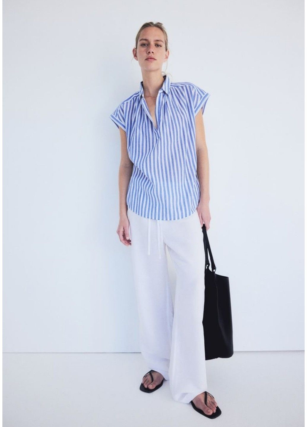 Жіночий бавовняна блузка Н&М (57159) XS Блакитна H&M (294650709)