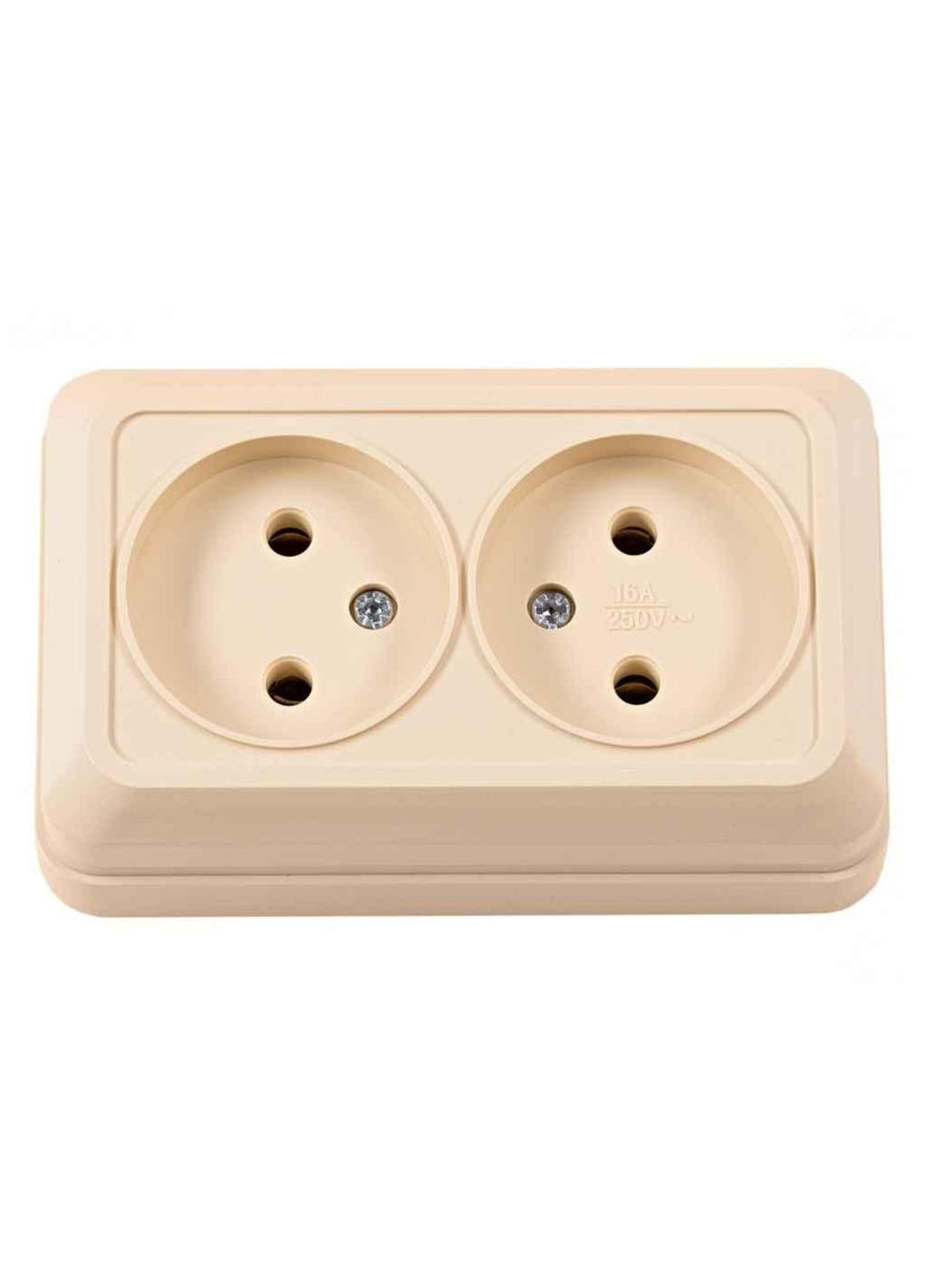 Розетка подвійна 2307 (Крем) ТМ Luxel (305765204)