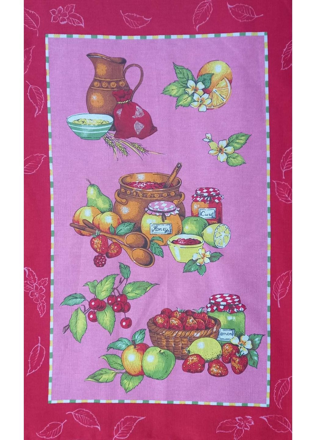 Рушник кухонний фрукти 50х63 см No Brand малюнок темно-рожевий
