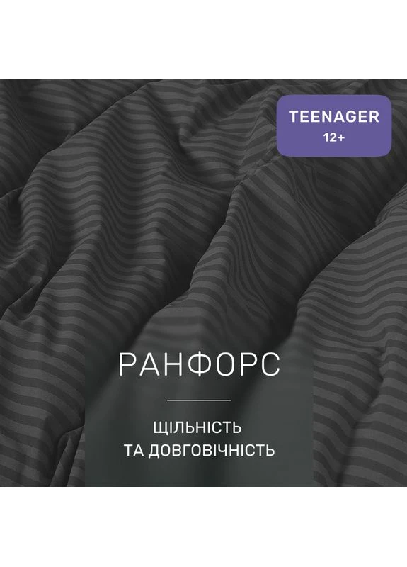 Комплект постільної білизни Ranforce Elite TEENAGER 17-0611 Stripe Black Полуторний Євро Mirson (399960994)
