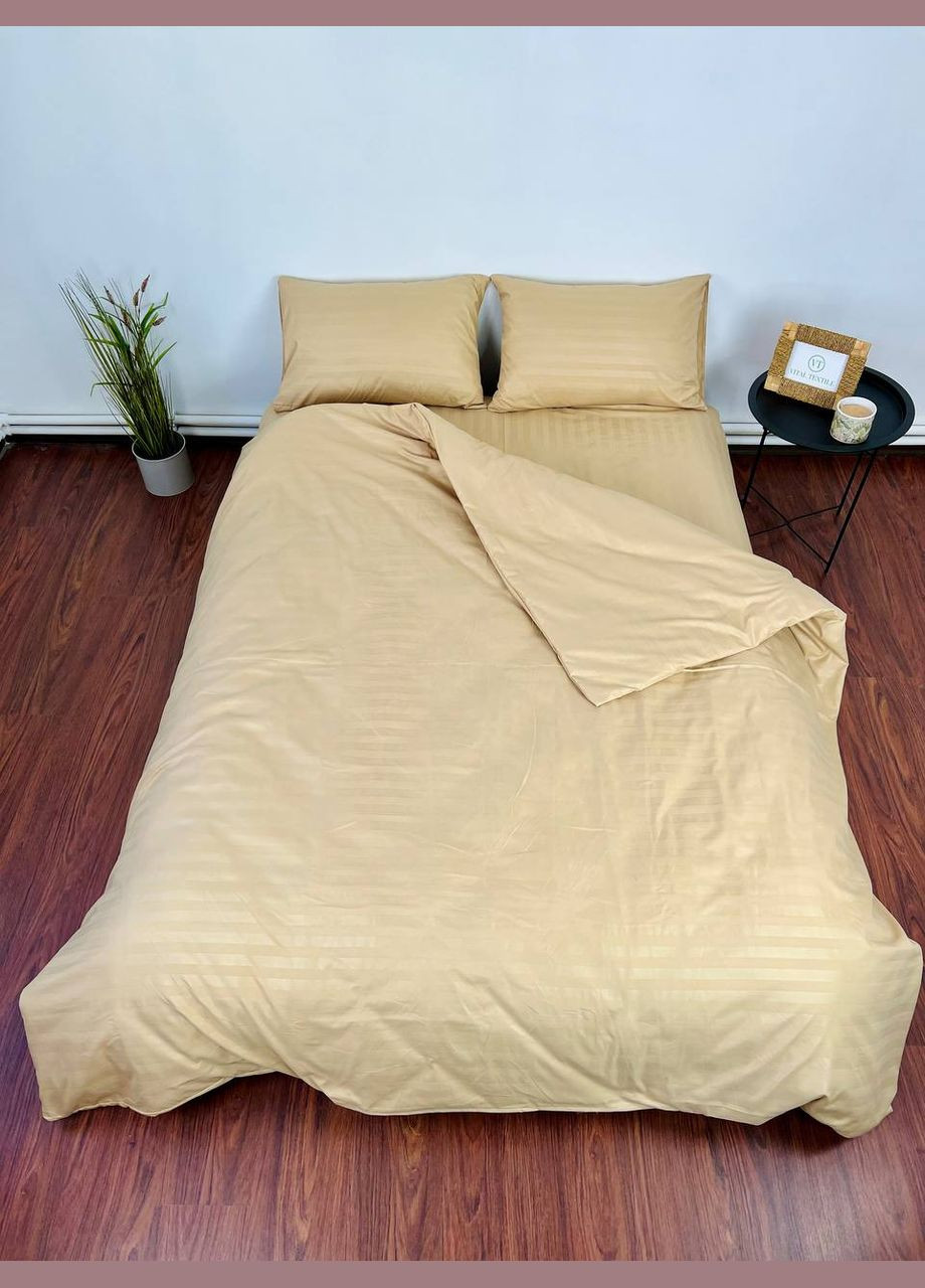 Євро комплект Постільної Білизни Страйп Сатин Gold 200х220 Vital-Textile SPе-15 (331111738)