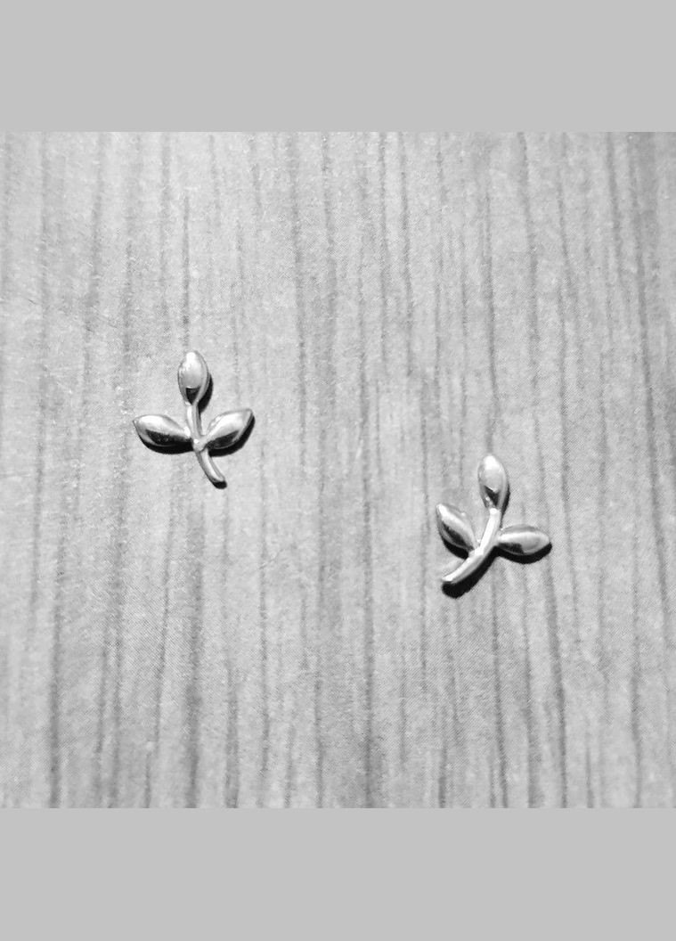 Срібні сережки пусети Гілочка Надії без каменів Каштан (342335401)