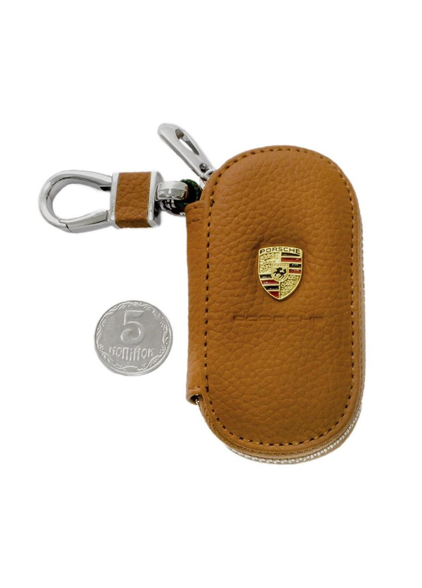 Ключниця, шкіряна автоключниця з логотипом ПОРШЕ (коричнева 06001) Porsche (360949412)