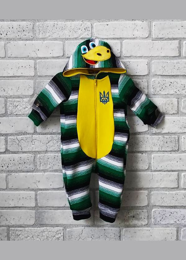 Дитячий теплий патріотичний комбінезон дракончик із капюшоном та вишивкою герб України. в'язка No Brand (315351077)