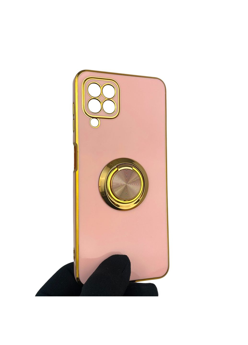 Чехол для Galaxy A22 4G SM-A225F с кольцом-подставкой с золотой окантовкой на самсунг а22 пудровый gs1 Samsung (366236166)