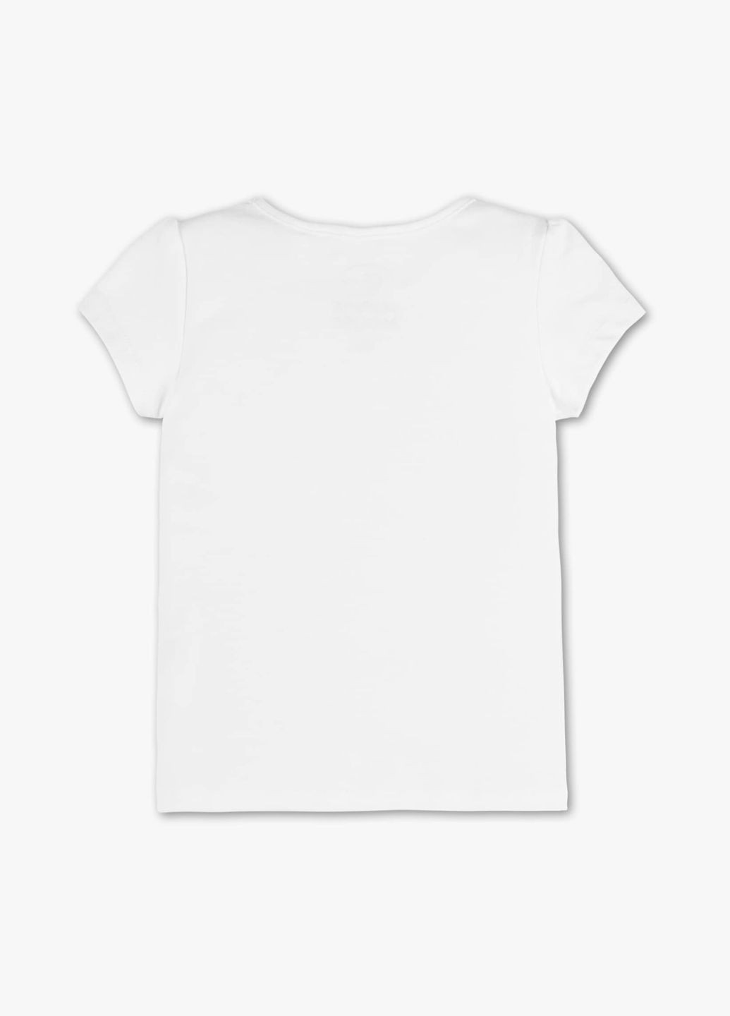 Белая летняя детская футболка для девочки 140 размер белая 2002728 C&A